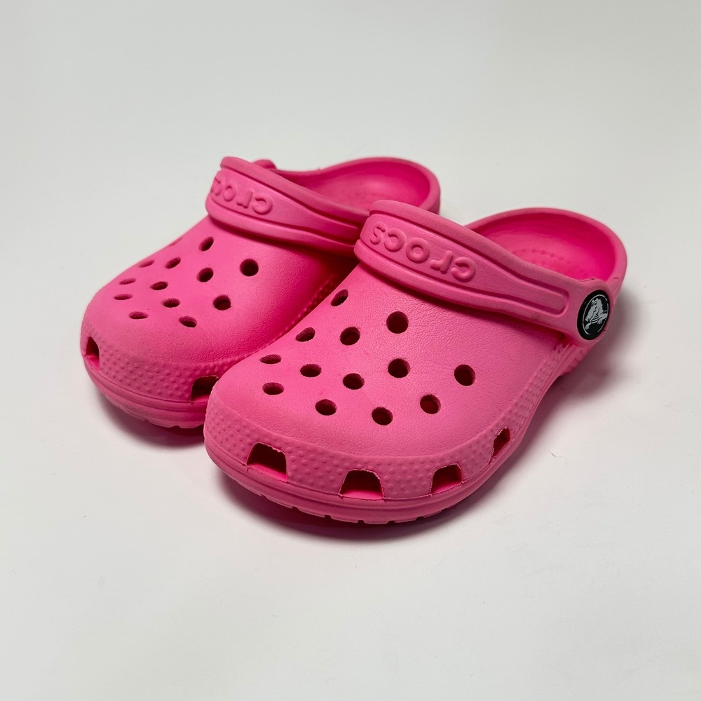 Crocs Kids Classic Clog Pink Slip On Water Shoes Sandals Size 8 9